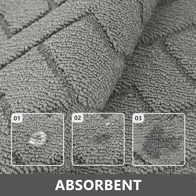 hicorfe Kitchen Runner Rugs and Mats Sets,2 Pieces Absorbent Non-Slip Kitchen Rug,Comfort Kitchen Mat for Floor,Washable for Kitchen,Hallway,Office,Sink,Laundry(20"x59"+20"x32",Grey)
