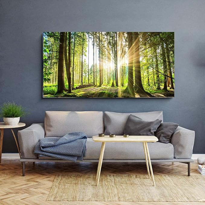 Yxbhhym-Landscape Tree Canvas Wall Art Décor Spring Forest Picture Painting Natural Sun Prints Art Green Room Decor Sunset Poster Living Room Wall Decor Bedroom Artwork for Walls Office Decorations