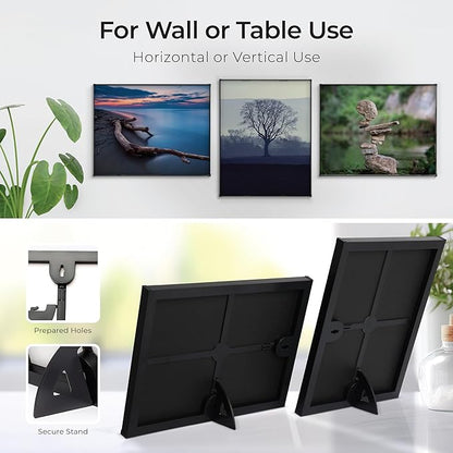 MANTELLO ESSENTIALS 8x10 Picture Frame - Set of 6 - Black Frames, Picture Frames for Wall and Tabletop