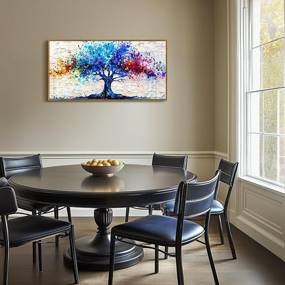 SERIMINO Tree of Life Large Framed Wall Art Prints, Colorful Tree Abstract Graffiti Canvas Painting, Nature Plant Fantasy Artwork for Walls, Modern Wall Decor Living Room Bedroom Home Office 20"X40"