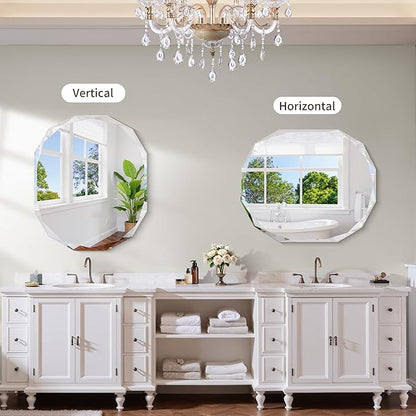 GLASHOM Frameless Bathroom Mirror, 30x36 inch Vanity Mirror Beveled Edge Wall Mounted, Modern Frameless Mirror for Bathroom, Living Room, Entryway Mirror Horizontal or Vertical