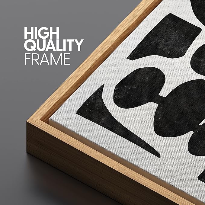 SIGNLEADER Framed Canvas Print Wall Art Set Retro Mid-Century Boho Duotone Collage Abstract Shapes Illustrations Minimal Decorative Bohemian Nordic for Living Room, Bedroom, Office - 16"x24"x3 NATURAL
