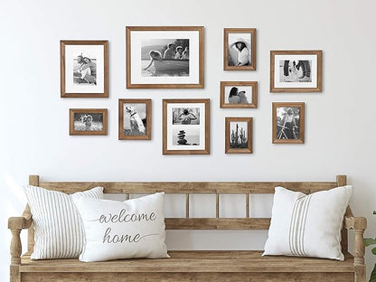Kate and Laurel Bordeaux Gallery Wall Frame Kit, Set of 10 with Assorted Size Frames in Natural Rustic Finish