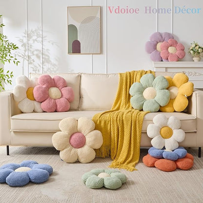 Green Flower Pillow, Cute Daisy Pillow Flower Shaped Cushion 19.6" Floor Pillows Home Decorative Pillows