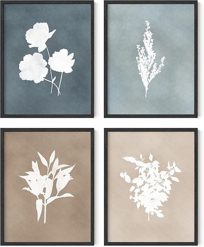 HAUS AND HUES Floral Wall Art - Set of 4 Plant Posters for Wall Vintage, Botanical Prints, Flower Pictures for Room Aesthetic, Vintage Art Prints, Flower Wall Art (11x14, Unframed)