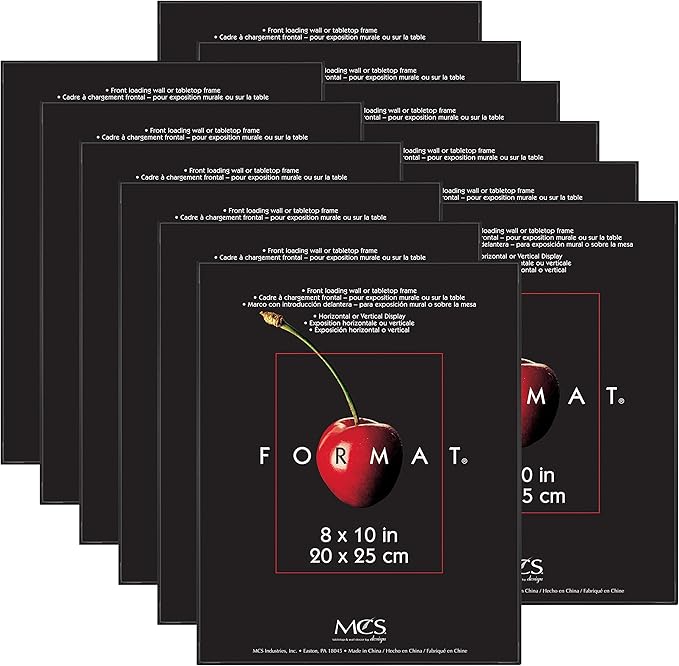 MCS Format 8x10 Picture Frame Black, Gallery Wall Vertical & Horizontal Wall Hanging Picture Frame for Photos & Art Prints (12-Pack)