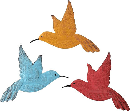 Metal Hummingbird Wall Decor, Outdoor Garden Patio Fence Wall Art,Hanging Decorations for Living Room, Bedroom,3 Pack