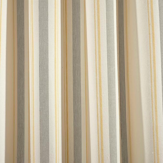 Lush Decor Farmhouse Stripe Yarn Dyed Eco-Friendly Recycled Cotton Window Curtain Panel Pair, 42" W x 95" L, Yellow & Gray - Classic Modern Rustic Charm - Eco Friendly Cotton Fabric