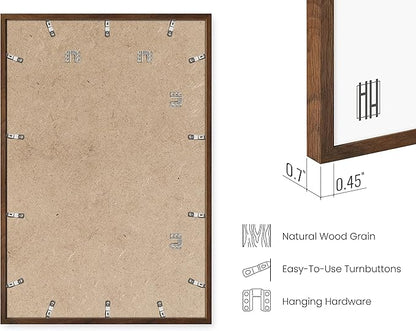HAUS AND HUES Walnut Wood 24x36 Poster Frames - Set of 6, Large Wall Frames for Artwork and Photos (Walnut Oak)