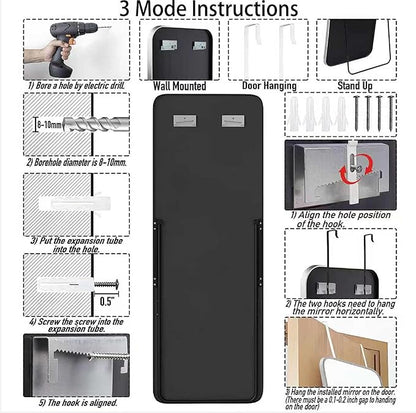SCWF-GZ 57x20 Door Hanging Full Length Mirror, Floor Stand (Height 5.7ft just Body in1.3ft) Wall Mounted Metal Frame Rectangle Dressing Mirrors for Bedroom Room 57 inch Silver