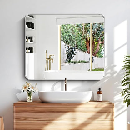 DESBING 30" x 36"Bathroom Mirror, Silver Wall Mirror with Metal Frame, Decorative Rectangular Vanity Mirror for Bedroom Bathroom Living Room Entryway (Horizontal/Vertical)