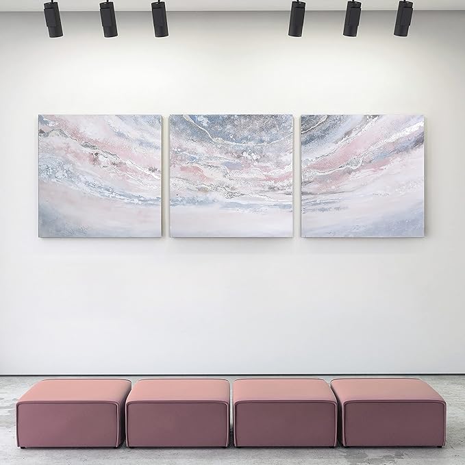 Empire Art Direct Abstract Wall Art Textured Hand Painted Canvas by Martin Edwards, Triptych, 32" x 32" each, Heavens 1
