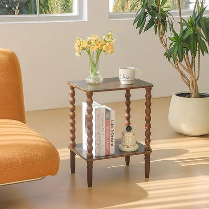 Fultyle Side Tables Set of 2, Small End Table with Storage Shelf, Night Stand Set 2 Bedside Tables for Living Room, Bedroom, Office and Small Spaces (Rustic Brown)