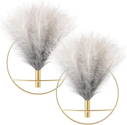 Pretty Jolly Boho Wall Decor, Wall-Mounted Metal Wall Decor, Hanging Artificial Pampas Display, Wall Art Living Room, Bedroom, Bathroom, Dining room, Plant Wall Decor 2 Pack Gold