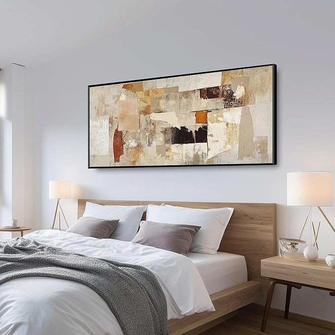 Large Wall Art, Black Metal Framed Canvas Prints, Waterproof Crystal Surface Artwork, Modern Minimalist Style Paintings for Bedroom Living Room Office Dining Room Hallway 29x58 Inches
