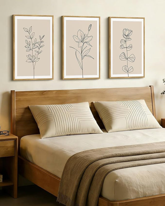 Drsoum Flower Bouquet Framed Retro Wildflower Botanical Pictures Prints Minimalist Modern Nature Plant Floral Rustic Artwork Bedroom Hallway Ready to Hang 16x24in Natural Framed