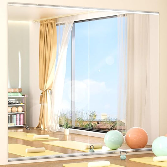 Hasipu Home Gym Mirror 83" L x 39" W - 2PCS Large Full Body Mirror for Yoga, Fitness, Garage, Dance Studio, Wall-Mounted, 0.16in Tempered Glass Frameless