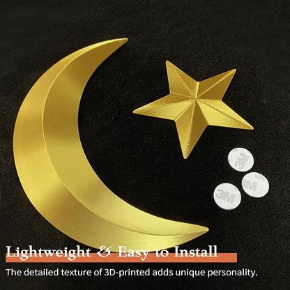MidModArt 14PCS Mid Century Modern 3D Star Wall Art Gold Retro Starburst Sculptures Vintage Celestial Home Decor, Gold Moon-Combo