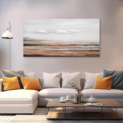 Framed Abstract Wall Art Wall Decor Modern Canvas Abstract Wall Art Brick-Red and Greyish White for Living Room Bedroom Dining Room Home Office Decor 24"x48"