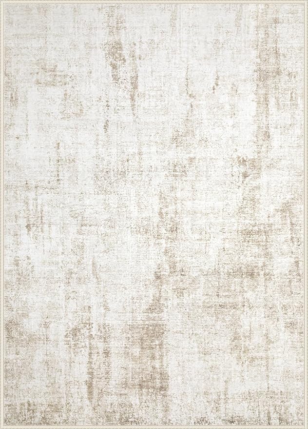 8x10 Area Rug for Living Room: Washable Abstract Soft Rugs Non Slip Modern Stain Resistant Low Pile Carpet for Dining Room Bedroom Nursery Office (Beige, 8'x10')