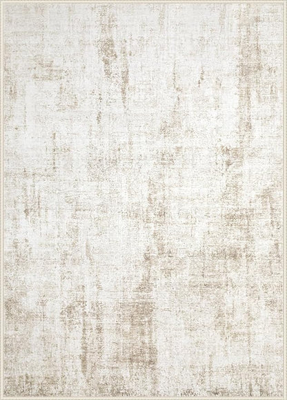 6x9 Area Rug for Living Room: Washable Abstract Soft Rugs Non Slip Modern Stain Resistant Low Pile Carpet for Dining Room Bedroom Nursery Office (Beige, 6'x9')