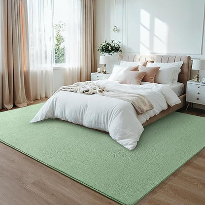 Rugs for Living Room Bedroom, 6x9 ft Sage Green Area Rug, Washable Memory Foam Indoor Carpet, Modern Aesthetic Minimalist Non-Slip Carpets for Boys Girls Adults Home Decor