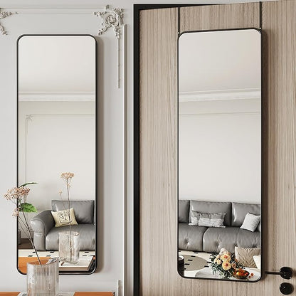 Protylctaster Door Mirror Full Length,Over The Door Mirror,48"x14" Full Length Mirror,Door Mirror, Mirror Full Length Door Hanging(Black)