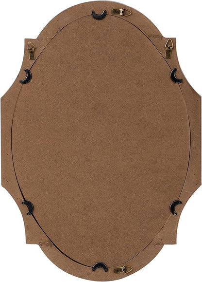 Vintage Oval Mirrors for Wall Decor Living Room 24 X 18 Inch, Hanging Decorative Scalloped White Mirrors, Distressed Wood Frame Unique Mirror for Entryway Bathroom, Horizontally or Vertically