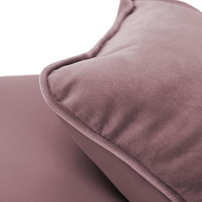 FDP 15" x 15" Velvet and Vinyl Square Pillow Set with Piping Decorative Throw Pillow for Home Dcor in Living Room, Bedroom or Lounge (2-Pack) - Mauve, 15161-112
