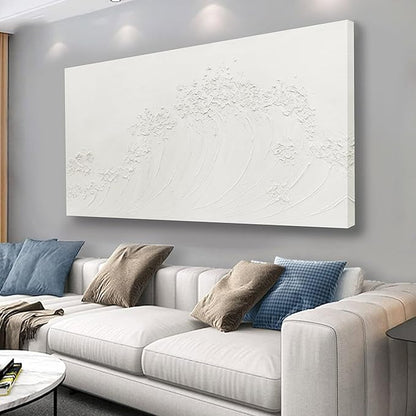Yuaxker Abstract Wall Art Wave Wall Decor White Canvas Painting Personalized Artwork for Living Room Bedroom Dining Room Office Home Decor 24x48 Inch