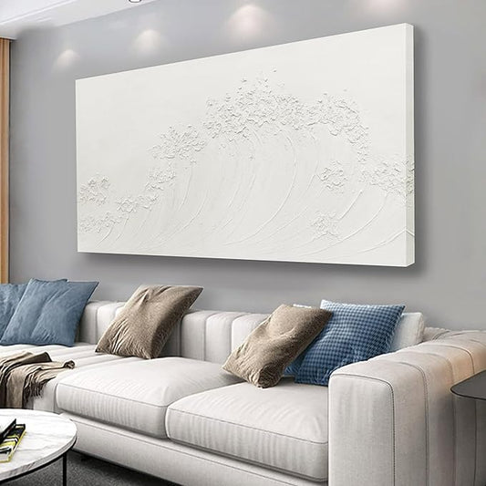 Yuaxker Large Ocean Wall Art White Wave Wall Decor Abstract Aesthetic Canvas Painting Artwork for Living Room Bedroom Dining Room Office Home Decor 30x60 Inch