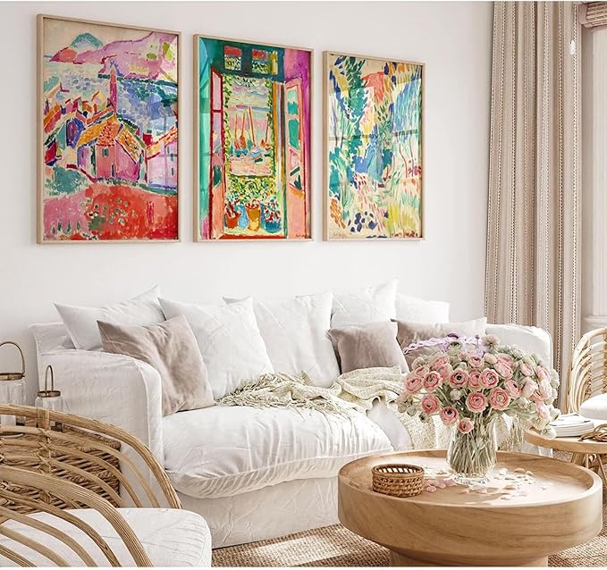 Henri Matisse Wall Art Prints Aesthetic Canvas Matisse Wall Decor Painting Colorful Matisse Wall Art Poster Boho Abstract Matisse Picture Artwork for Bedroom Living Room 16x24 Inch Unframed Set of 3