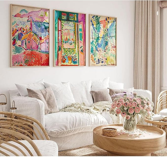 Henri Matisse Wall Art Prints Aesthetic Canvas Matisse Wall Decor Painting Colorful Matisse Wall Art Poster Boho Abstract Matisse Picture Artwork for Bedroom Living Room 16x24 Inch Unframed Set of 3