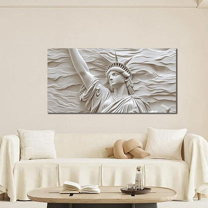 Trogonup Canvas Wall Art for Living Room Large Modern Canvas Prints White Statue of Liberty Picture Artwork for Bedroom Home Office 20"x40"