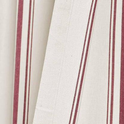 Lush Decor Farmhouse Stripe Yarn Dyed Eco-Friendly Recycled Cotton Window Curtain Panel Pair, 42" W x 95" L, Red - Classic Modern Rustic Charm - Eco Friendly Cotton Fabric