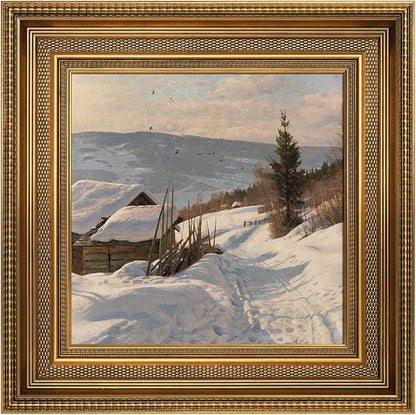 Vintage Plein Air Frame for 8x8 Handmade Paintings, 2.4" Wide Antique Embossed Art Frame for Horizontal Vertical Display, No Glass Cover & Back, Living Room Bedroom Entryway Decor (Gold)