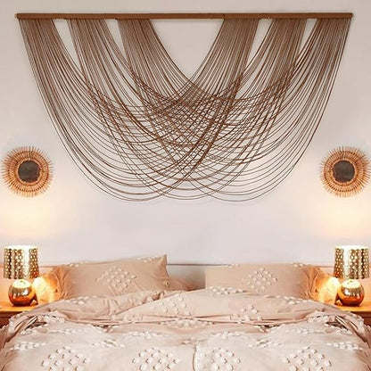 Large Macrame Wall Hanging Brown Die-Dyed 59.00" W x 31.00" L Boho Wall Decor Yarn Tapestry Craftsmanship Home Macrame Wall Decor