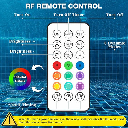 Rechargeable Pool Lights with Remote, 16 Color Changing Submersible LED Lights, Waterproof Pool for inground, Ponds, Bathtub Decorations, 1 Pack