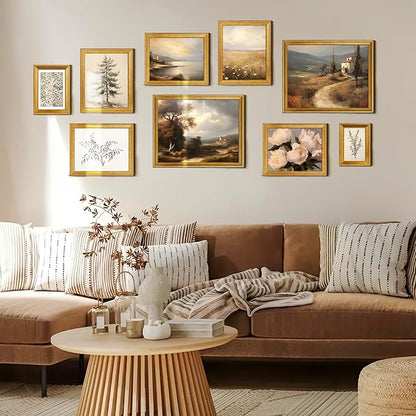 TWING 4x6 Gold Picture Frames Set of 6,Rustic Gold Frames Display Pictures 3x5 with Mat or 4x6 Without Mat,Tabletop Display and Wall Mounting Collage Photo Frame,Set for Wall Gallery