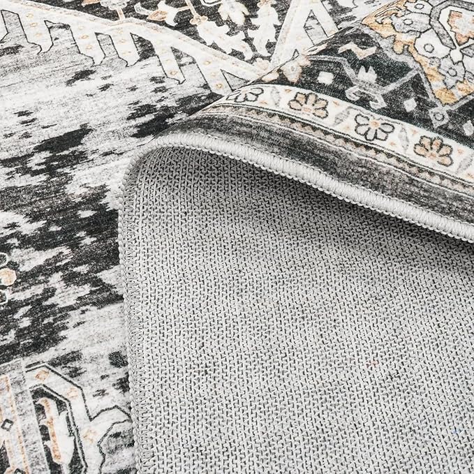 Washable Hallway Runner Rugs 3x20: Soft Ultra Thin Low Pile Carpet Machine Washable Indoor Lightweight Rug Runner Anti Slip Backing Rugs for Living Room Bedroom Kitchen 3'x20' Black