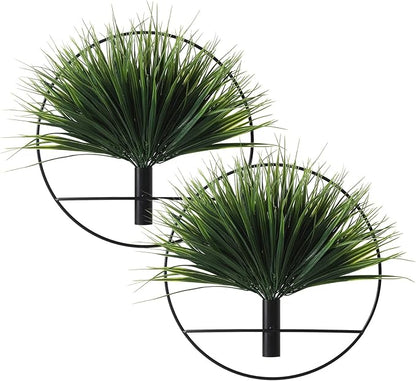 Pretty Jolly Wall Decor, Wall Metal vase Decoration Holder, Wall-Mounted Artificial Flowers, Black Wall Decor Fake Wheat 2 Pack, Wall Art Artificial Greenery, Farmhouse, Boho
