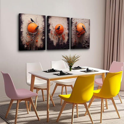 TTHYUEWS Large Canvas Wall Decor For Bedroom Wall Art For Living Room Fashion Modern Office Decorations Wall Paintings Bird Abstract Pictures Posters Inspirational Artworks Home Decor 3 Piece