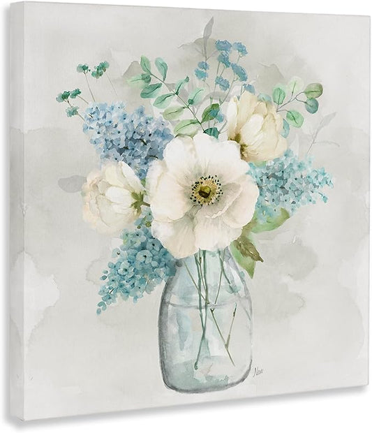 Stupell Industries 'Centric Bouquet in Soft Tones', Canvas Art, 17 x 17 Inches, Easy to Hang and Sturdy, Made in USA, by Nan