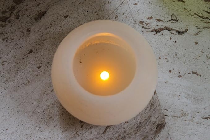EcoGecko 6 Inch Round Wax Sphere LED Flameless Candle with 5 Hour Timer, AA Batteries, Super Long Battery Life