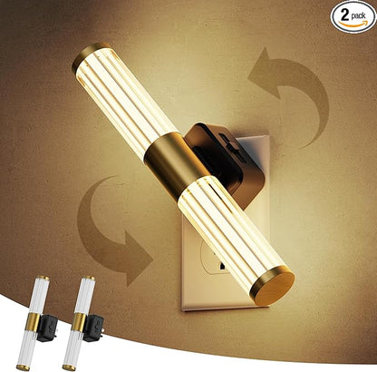 L LOHAS LED Rotating Night Light, Night Lights Plug into Wall, Auto Nightlight Dimmable 100LM, Light Sensor, 3000K Soft Light, LED Acrylic Nightlight Plug in for Bedroom Bathroom Hallway Kitchen,2Pack