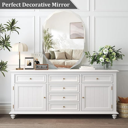 40x30 Inch Beveled Oval Bathroom Mirror, Frameless Copper-Free Silver Mirror, Modern Vanity Mirror, Decorative Wall Mirrors Over Sink for Restroom, Bedroom, Living Room, Bathroom, Entryway