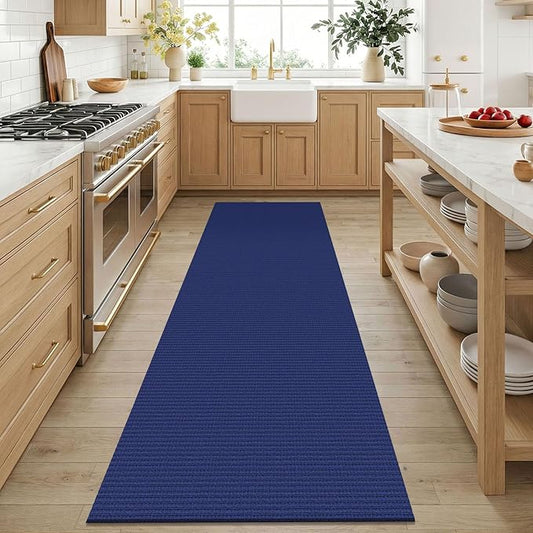 KOZYFLY 3x6 Washable Runner Rug, Non Slip Wide Runners for Hallway, Woven Large Entryway Runners, Braided Floor Carpet Runner for Entry, Kitchen, Bedside, Hall, Royal Blue/Navy