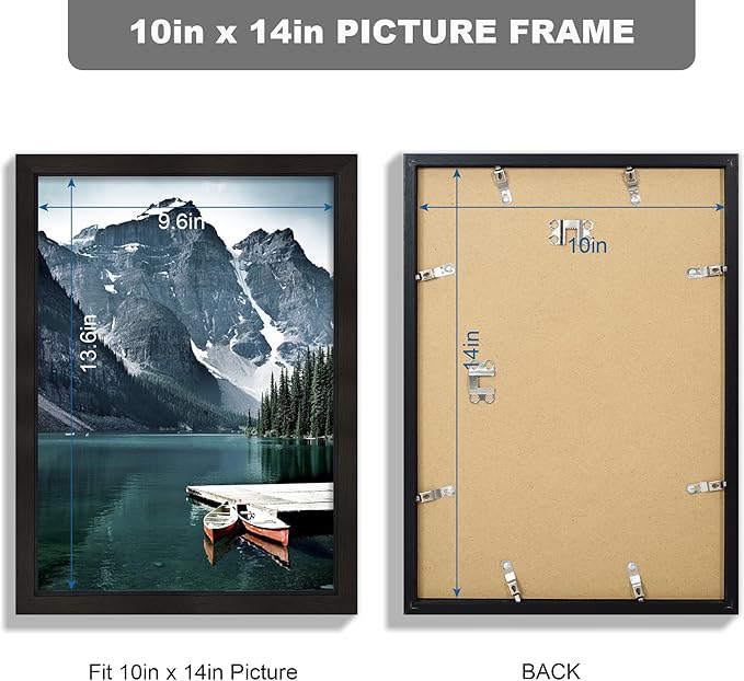 Hongkee 10x14 Picture Frame Set of 3 - Made of Real Glass and Black Wooden Frame, 30 x40 Diamond Frame for Wall or Tabletop Display