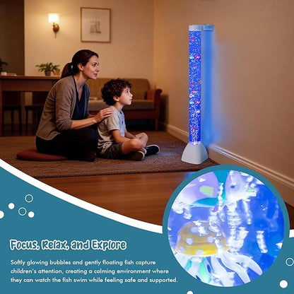 Bubble Tube Floor Lamp – Works with Various Controllers, Color-Changing Aquarium Mood Light for Visual Stimulation & Relaxation in Home, Sensory Rooms & Therapy Clinics (3.5FT Bubble Lamp)