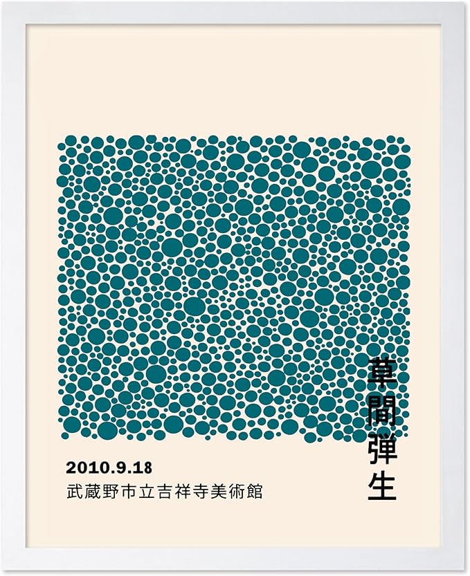 Poster Master Vintage Poster - Retro Pop Art Print - Gift for Artist, Friend - Infinity Dots, Japanese, Polka, Modern, Abstract - Wall Decor for Home, Office, 11x14 White Framed